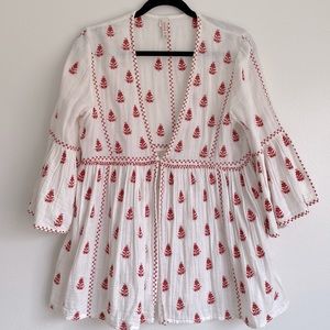 Vicidolls Red and White Embroidered Tunic